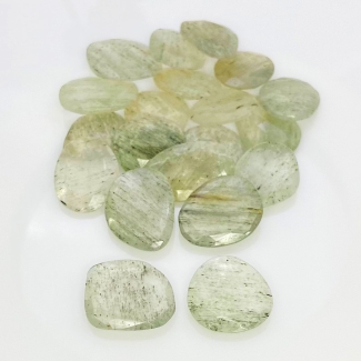 137.2 Carat Green Rutile 16x13-19x15mm Rose Cut Irregular Shape AA Grade Gemstones Parcel - Total 20 Pcs.