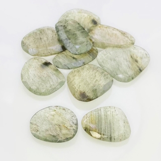 155 Carat Green Rutile 23x19-29x24mm Rose Cut Irregular Shape AA Grade Gemstones Parcel - Total 10 Pcs.