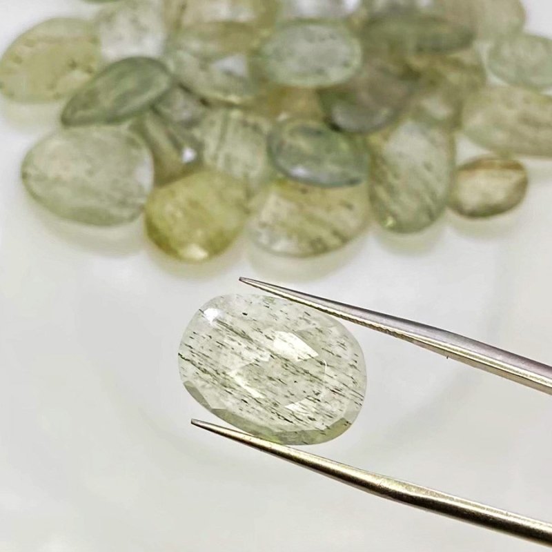 133.6 Carat Green Rutile 10.5-19.5mm Rose Cut Irregular Shape AA Grade Gemstones Parcel - Total 32 Pcs.