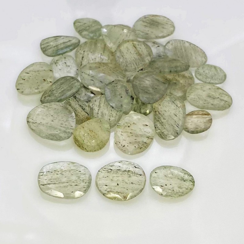 133.6 Carat Green Rutile 10.5-19.5mm Rose Cut Irregular Shape AA Grade Gemstones Parcel - Total 32 Pcs.