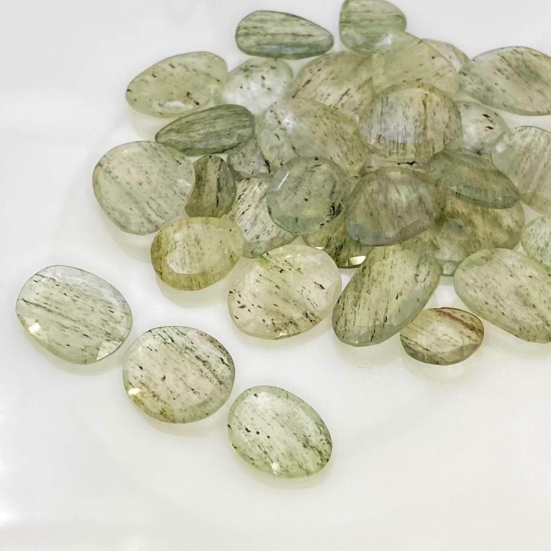 133.6 Carat Green Rutile 10.5-19.5mm Rose Cut Irregular Shape AA Grade Gemstones Parcel - Total 32 Pcs.