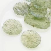 128.6 Carat Green Rutile 22-31mm Rose Cut Irregular Shape AA Grade Gemstones Parcel - Total 9 Pcs.