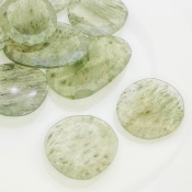 128.6 Carat Green Rutile 22-31mm Rose Cut Irregular Shape AA Grade Gemstones Parcel - Total 9 Pcs.