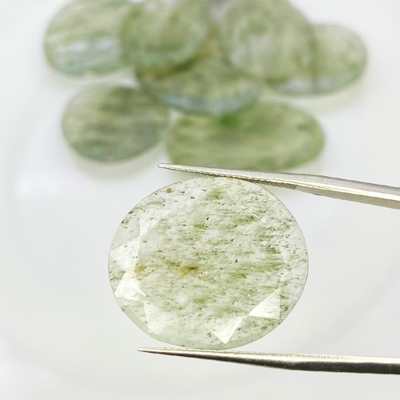 128.6 Carat Green Rutile 22-31mm Rose Cut Irregular Shape AA Grade Gemstones Parcel - Total 9 Pcs.