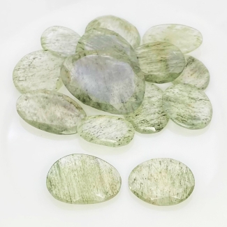 110.25 Carat Green Rutile 13-28mm Rose Cut Irregular Shape AA Grade Gemstones Parcel - Total 15 Pcs.