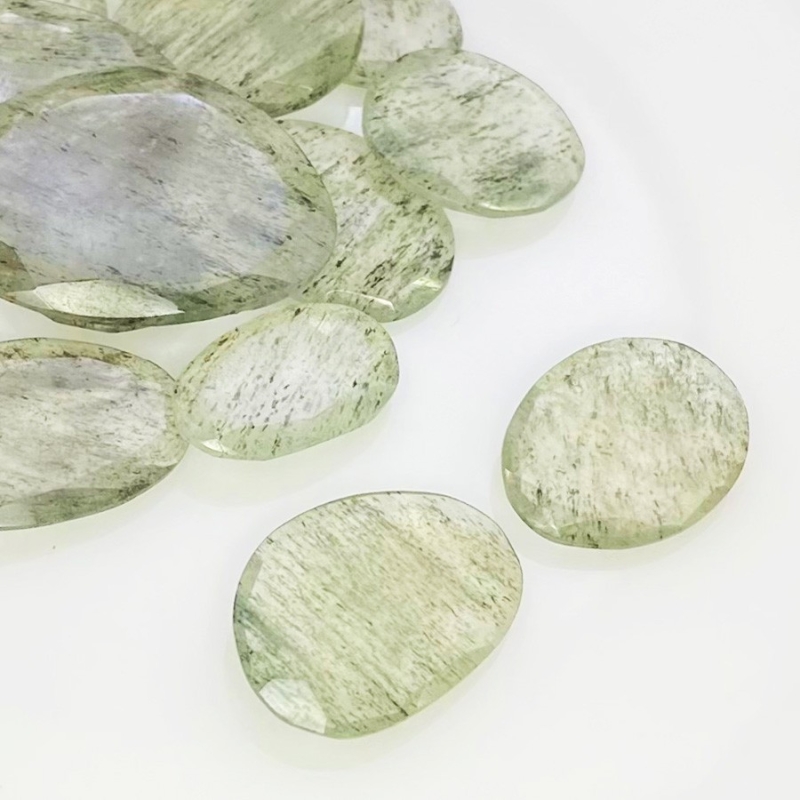 110.25 Carat Green Rutile 13-28mm Rose Cut Irregular Shape AA Grade Gemstones Parcel - Total 15 Pcs.