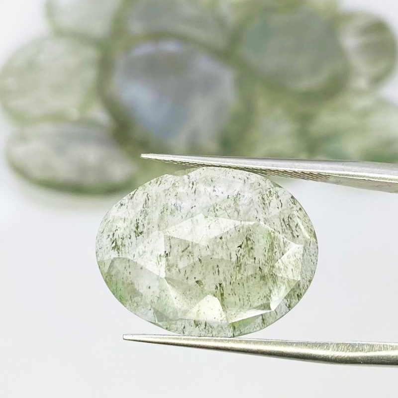 110.25 Carat Green Rutile 13-28mm Rose Cut Irregular Shape AA Grade Gemstones Parcel - Total 15 Pcs.