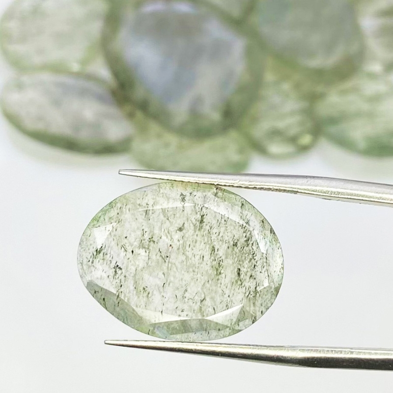 110.25 Carat Green Rutile 13-28mm Rose Cut Irregular Shape AA Grade Gemstones Parcel - Total 15 Pcs.
