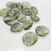 130.9 Carat Green Rutile 16.5-25mm Rose Cut Irregular Shape AA Grade Gemstones Parcel - Total 15 Pcs.