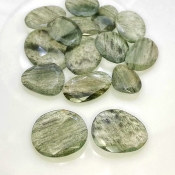 130.9 Carat Green Rutile 16.5-25mm Rose Cut Irregular Shape AA Grade Gemstones Parcel - Total 15 Pcs.