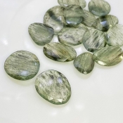130.9 Carat Green Rutile 16.5-25mm Rose Cut Irregular Shape AA Grade Gemstones Parcel - Total 15 Pcs.