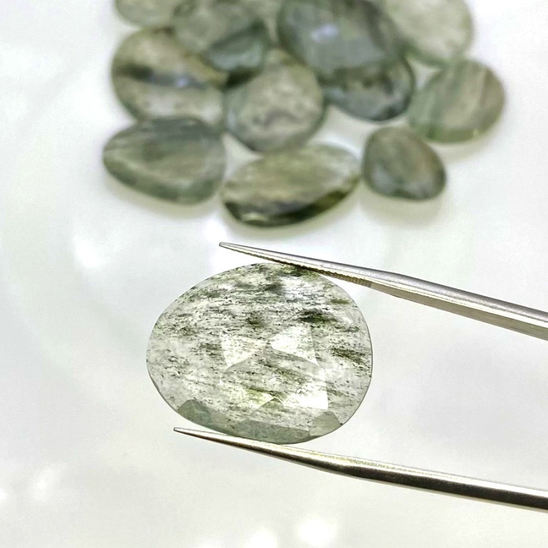 130.9 Carat Green Rutile 16.5-25mm Rose Cut Irregular Shape AA Grade Gemstones Parcel - Total 15 Pcs.