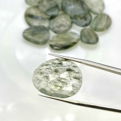 130.9 Carat Green Rutile 16.5-25mm Rose Cut Irregular Shape AA Grade Gemstones Parcel - Total 15 Pcs.