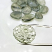 130.9 Carat Green Rutile 16.5-25mm Rose Cut Irregular Shape AA Grade Gemstones Parcel - Total 15 Pcs.