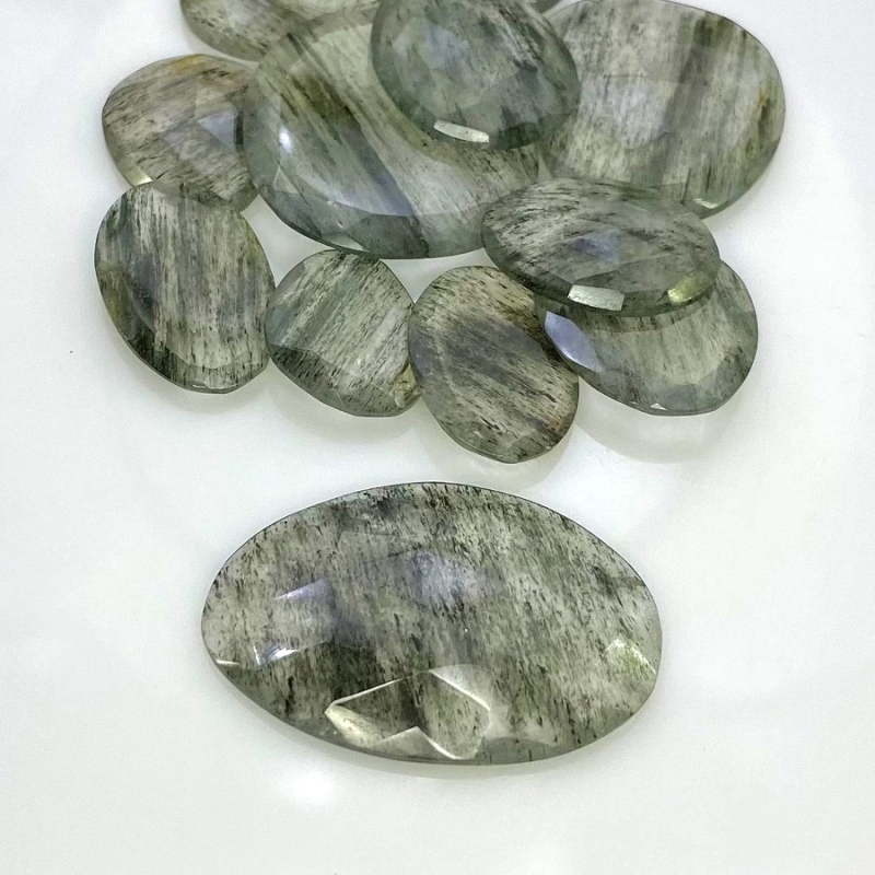 134 Carat Green Rutile 15.5-34mm Rose Cut Irregular Shape AA Grade Gemstones Parcel - Total 13 Pcs.