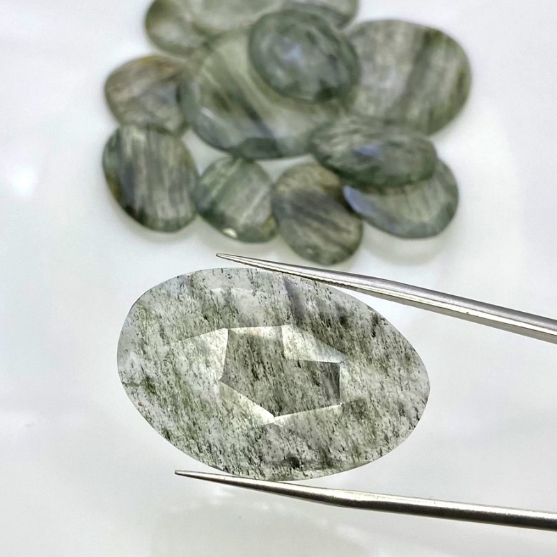 134 Carat Green Rutile 15.5-34mm Rose Cut Irregular Shape AA Grade Gemstones Parcel - Total 13 Pcs.
