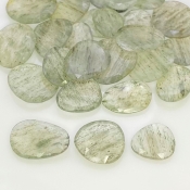 123.4 Carat Green Rutile 12-18.5mm Rose Cut Irregular Shape AA Grade Gemstones Parcel - Total 27 Pcs.