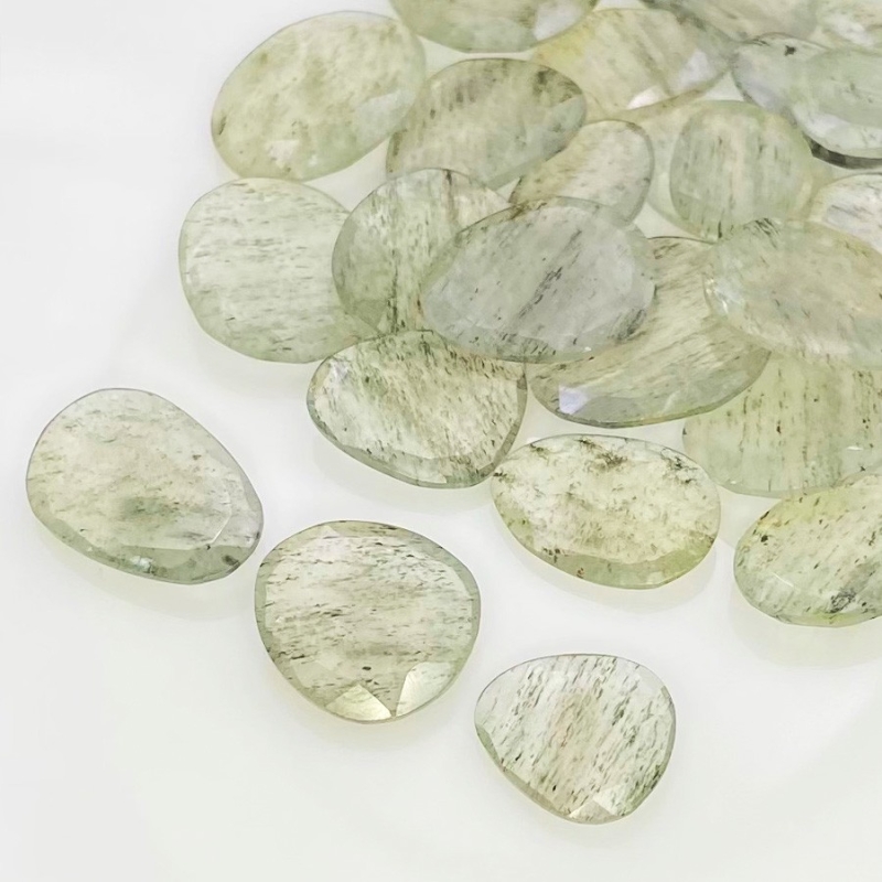 123.4 Carat Green Rutile 12-18.5mm Rose Cut Irregular Shape AA Grade Gemstones Parcel - Total 27 Pcs.