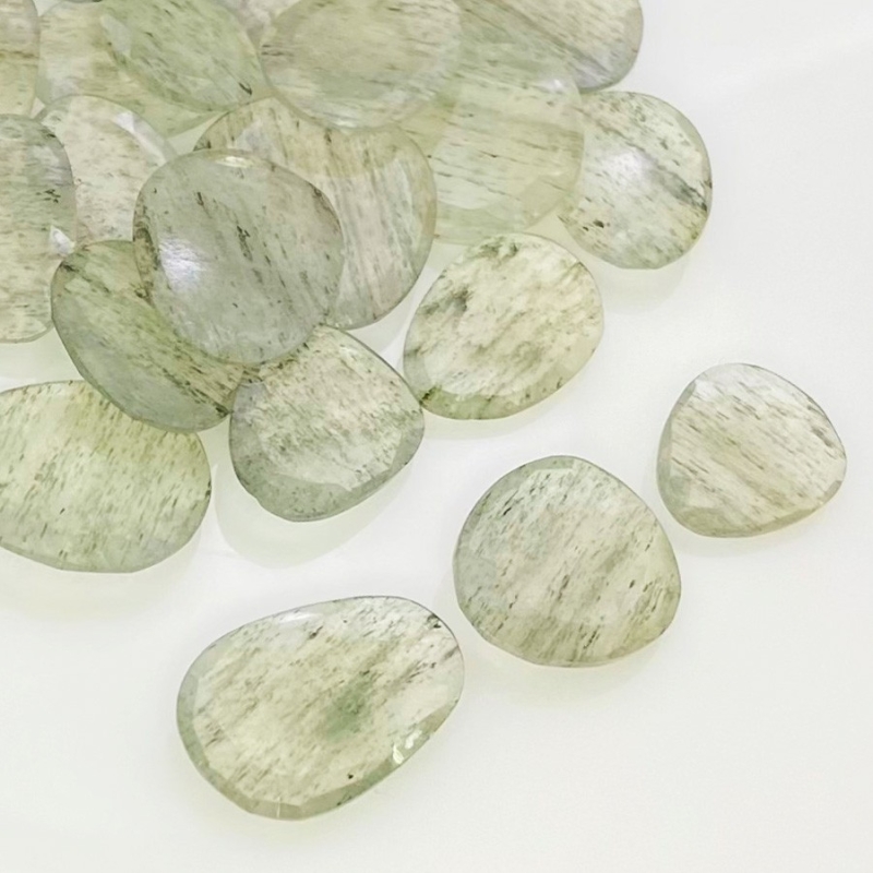123.4 Carat Green Rutile 12-18.5mm Rose Cut Irregular Shape AA Grade Gemstones Parcel - Total 27 Pcs.