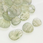 123.4 Carat Green Rutile 12-18.5mm Rose Cut Irregular Shape AA Grade Gemstones Parcel - Total 27 Pcs.