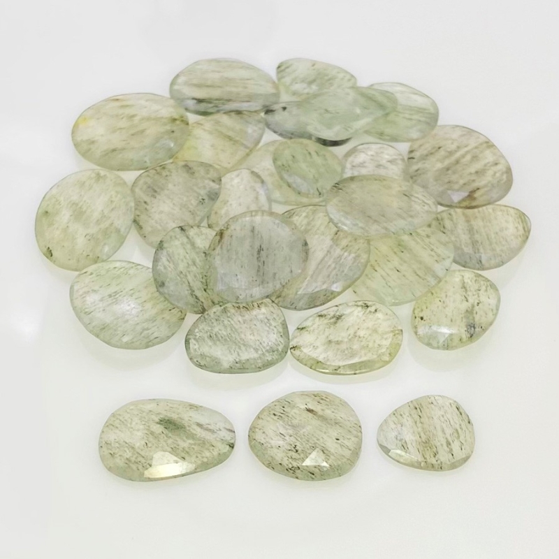 123.4 Carat Green Rutile 12-18.5mm Rose Cut Irregular Shape AA Grade Gemstones Parcel - Total 27 Pcs.