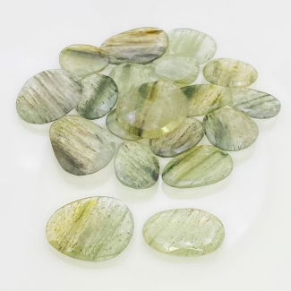 109 Carat Green Rutile 14.5-21mm Rose Cut Irregular Shape AA Grade Gemstones Parcel - Total 19 Pcs.