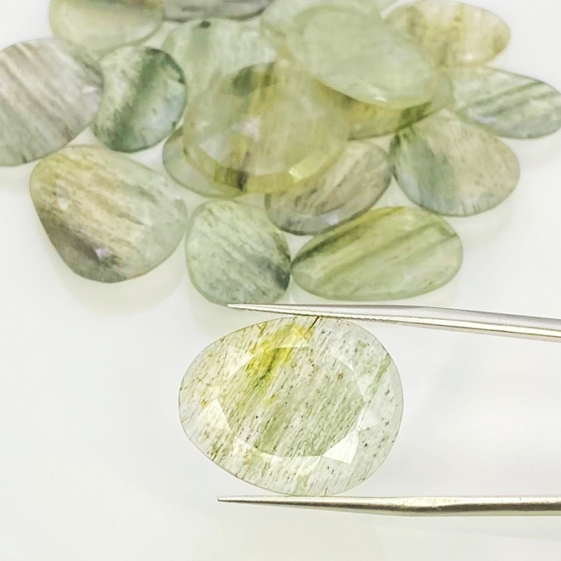 109 Carat Green Rutile 14.5-21mm Rose Cut Irregular Shape AA Grade Gemstones Parcel - Total 19 Pcs.