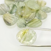109 Carat Green Rutile 14.5-21mm Rose Cut Irregular Shape AA Grade Gemstones Parcel - Total 19 Pcs.