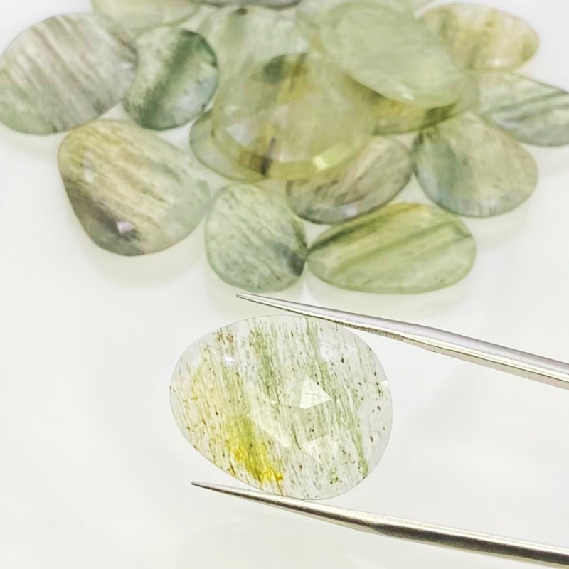 109 Carat Green Rutile 14.5-21mm Rose Cut Irregular Shape AA Grade Gemstones Parcel - Total 19 Pcs.