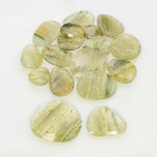 95.75 Carat Green Rutile 11-23mm Rose Cut Irregular Shape AA Grade Gemstones Parcel - Total 17 Pcs.