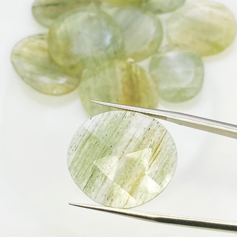 110.2 Carat Green Rutile 18-27mm Rose Cut Irregular Shape AA Grade Gemstones Parcel - Total 10 Pcs.