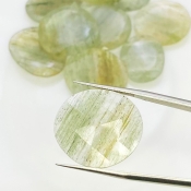 110.2 Carat Green Rutile 18-27mm Rose Cut Irregular Shape AA Grade Gemstones Parcel - Total 10 Pcs.