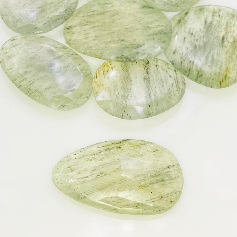 129 Carat Green Rutile 24-31mm Rose Cut Irregular Shape AA Grade Gemstones Parcel - Total 8 Pcs.