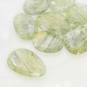 129 Carat Green Rutile 24-31mm Rose Cut Irregular Shape AA Grade Gemstones Parcel - Total 8 Pcs.