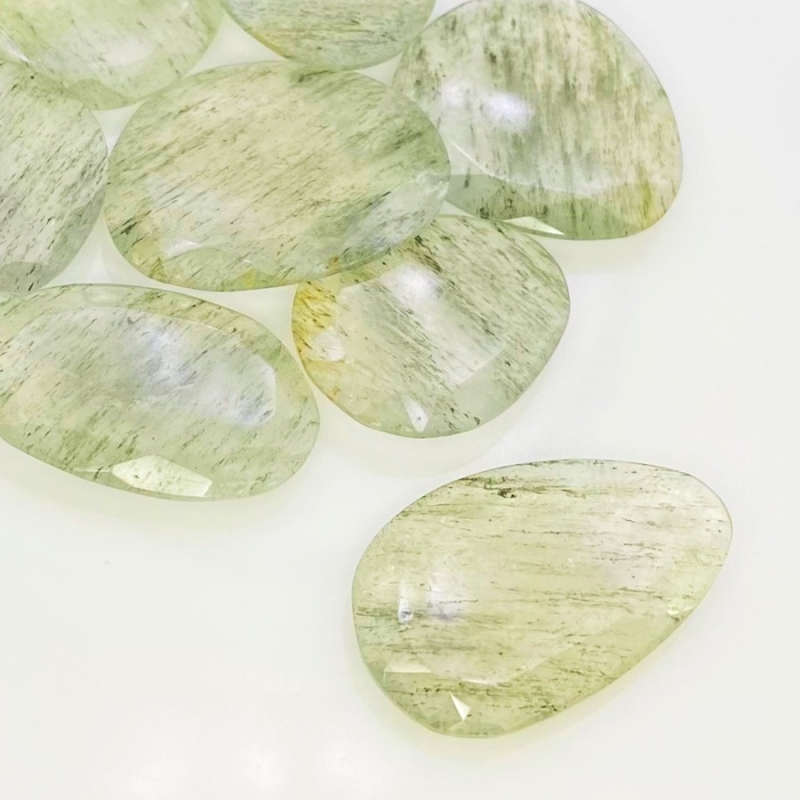 129 Carat Green Rutile 24-31mm Rose Cut Irregular Shape AA Grade Gemstones Parcel - Total 8 Pcs.