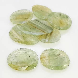 140.5 Carat Green Rutile 23-35mm Rose Cut Irregular Shape AA Grade Gemstones Parcel - Total 8 Pcs.