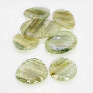 122.95 Carat Green Rutile 22-37mm Rose Cut Irregular Shape AA Grade Gemstones Parcel - Total 7 Pcs.