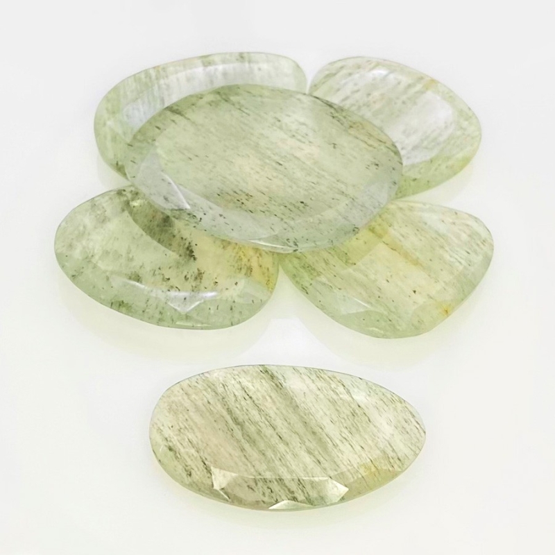 135.55 Carat Green Rutile 25-36mm Rose Cut Irregular Shape AA Grade Gemstones Parcel - Total 6 Pcs.