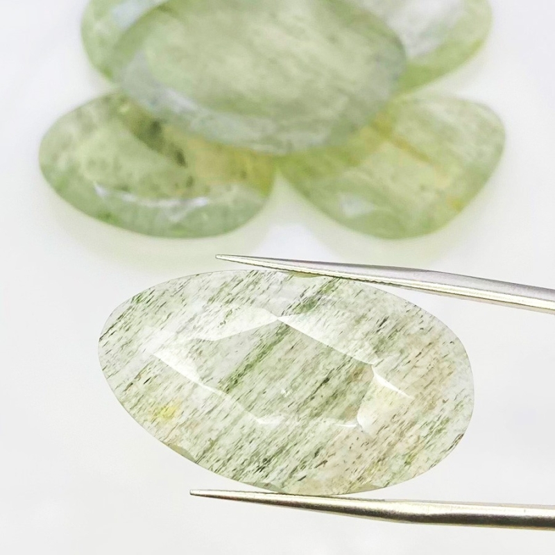 135.55 Carat Green Rutile 25-36mm Rose Cut Irregular Shape AA Grade Gemstones Parcel - Total 6 Pcs.