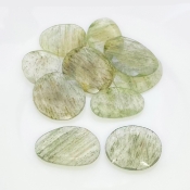 113.8 Carat Green Rutile 17.5-27mm Rose Cut Irregular Shape AA Grade Gemstones Parcel - Total 10 Pcs.