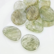 113.8 Carat Green Rutile 17.5-27mm Rose Cut Irregular Shape AA Grade Gemstones Parcel - Total 10 Pcs.