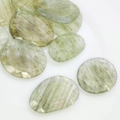 113.8 Carat Green Rutile 17.5-27mm Rose Cut Irregular Shape AA Grade Gemstones Parcel - Total 10 Pcs.