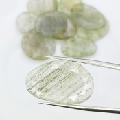 113.8 Carat Green Rutile 17.5-27mm Rose Cut Irregular Shape AA Grade Gemstones Parcel - Total 10 Pcs.
