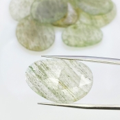 113.8 Carat Green Rutile 17.5-27mm Rose Cut Irregular Shape AA Grade Gemstones Parcel - Total 10 Pcs.