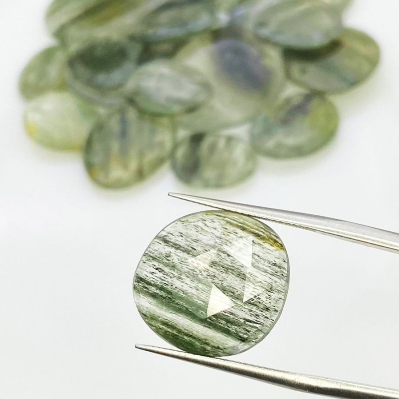 101.45 Carat Green Rutile 13-33mm Rose Cut Irregular Shape AA Grade Gemstones Parcel - Total 16 Pcs.