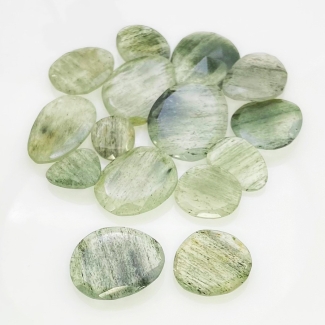 105.65 Carat Green Rutile 11.5-24mm Rose Cut Irregular Shape AA Grade Gemstones Parcel - Total 15 Pcs.