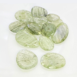 124.5 Carat Green Rutile 14.5-28mm Rose Cut Irregular Shape AA Grade Gemstones Parcel - Total 15 Pcs.