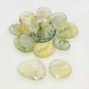 112.2 Carat Green Rutile 16-26mm Rose Cut Irregular Shape AA Grade Gemstones Parcel - Total 14 Pcs.