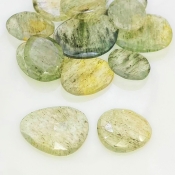 112.2 Carat Green Rutile 16-26mm Rose Cut Irregular Shape AA Grade Gemstones Parcel - Total 14 Pcs.