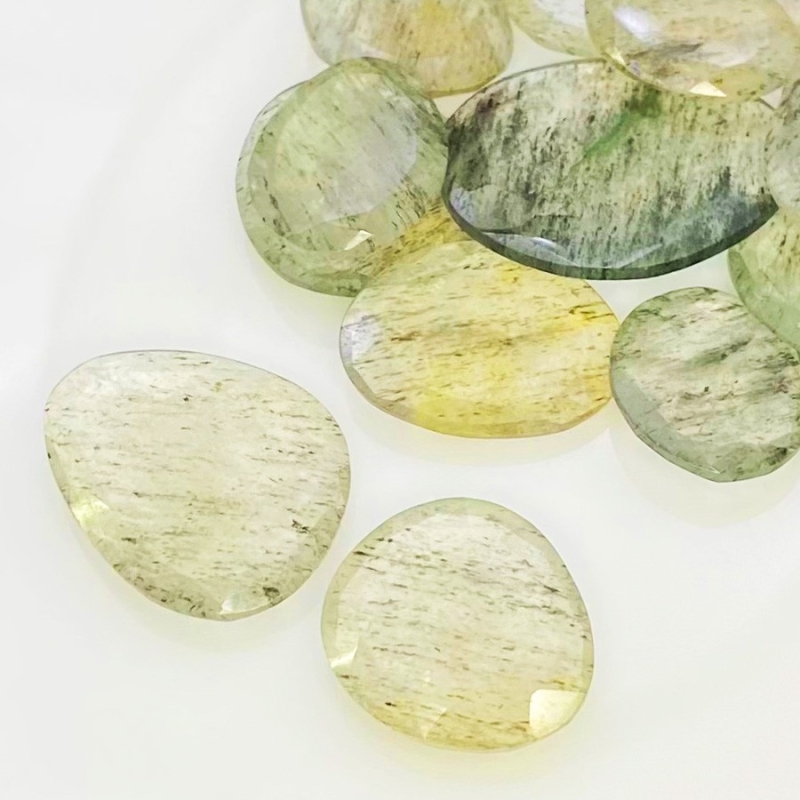 112.2 Carat Green Rutile 16-26mm Rose Cut Irregular Shape AA Grade Gemstones Parcel - Total 14 Pcs.